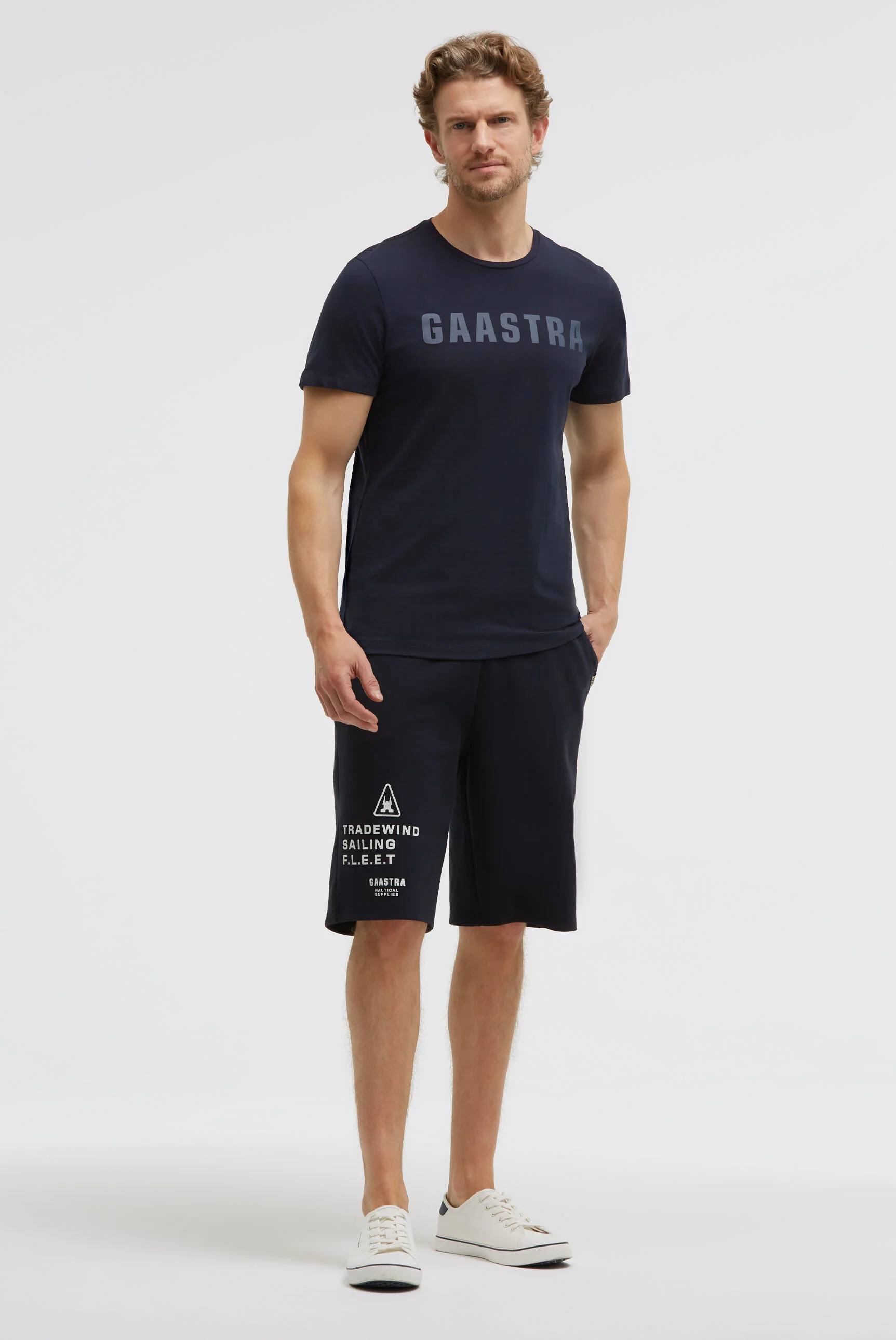 Basic T-Shirt Rundhals mit GAASTRA Logo blue navy - Image 3