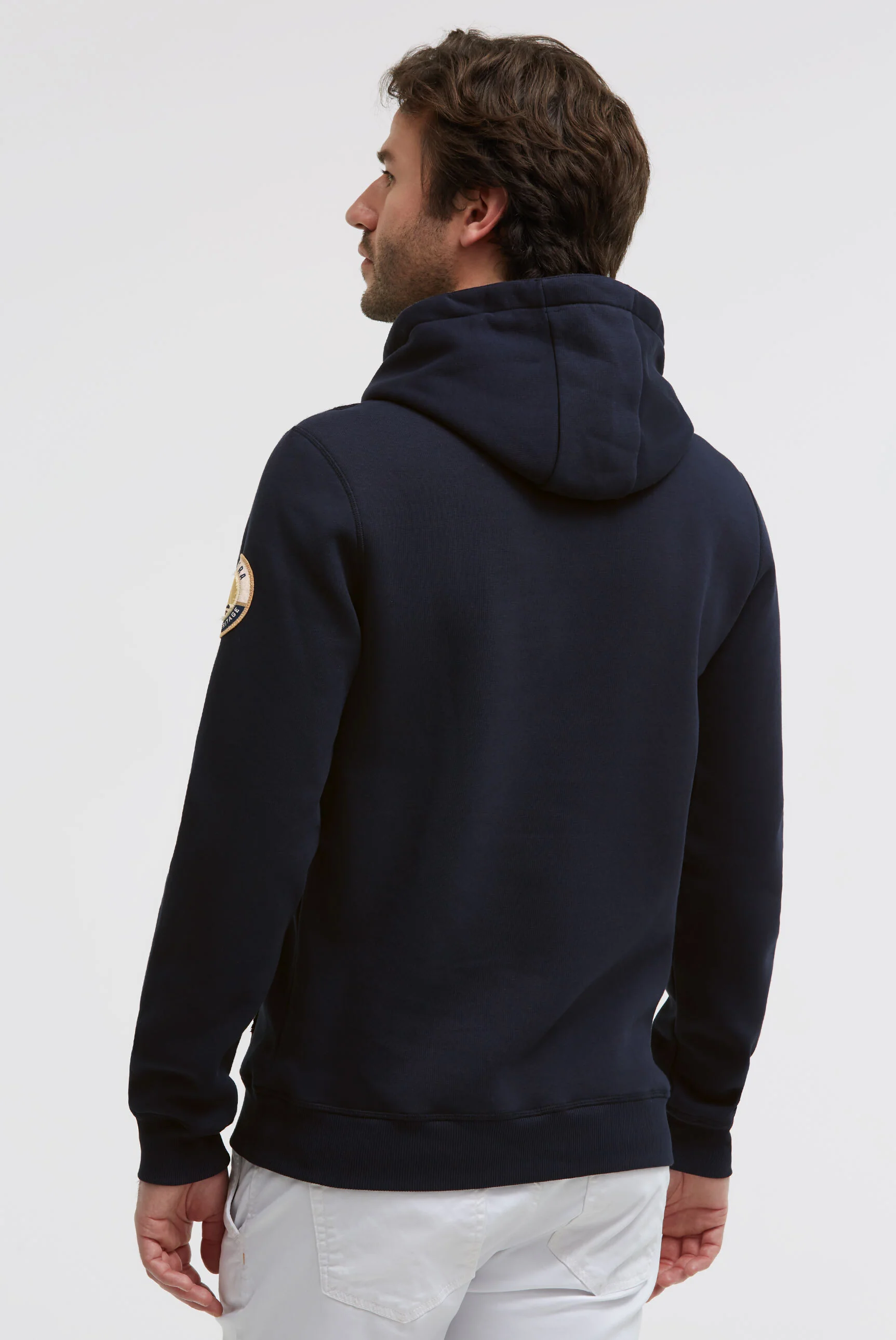 Hoodie mit Logo-Applikation und Tapes blue navy - Image 5