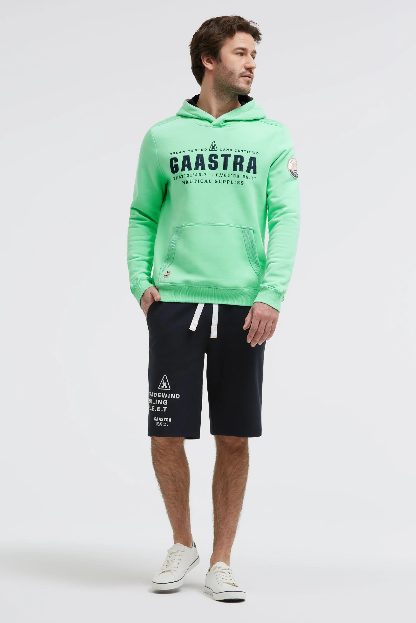 Hoodie mit Logo-Applikation und Tapes reef green - Image 3