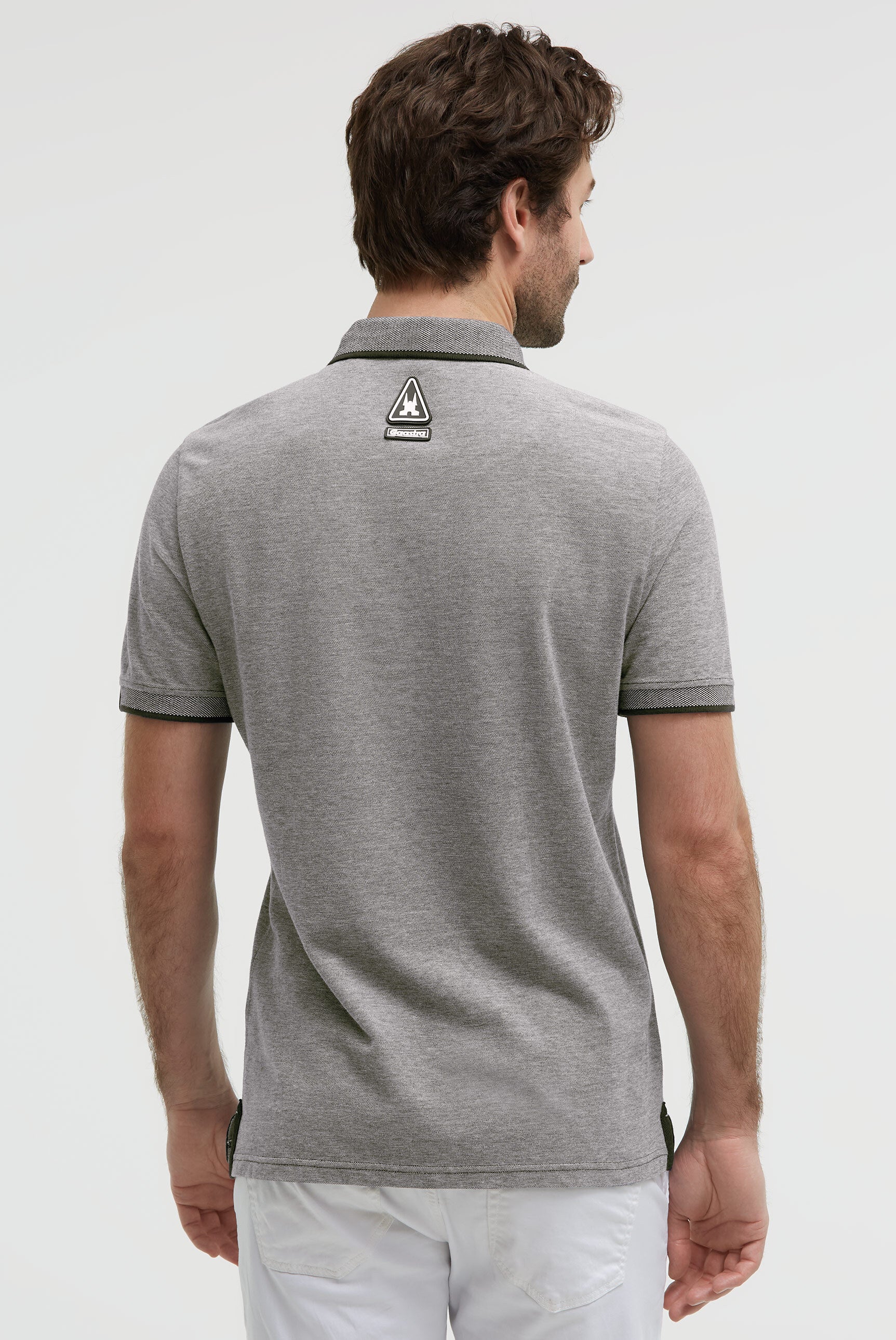 Kurzarmpolo aus Two Tone Oxford-Pikee blue navy - Image 5