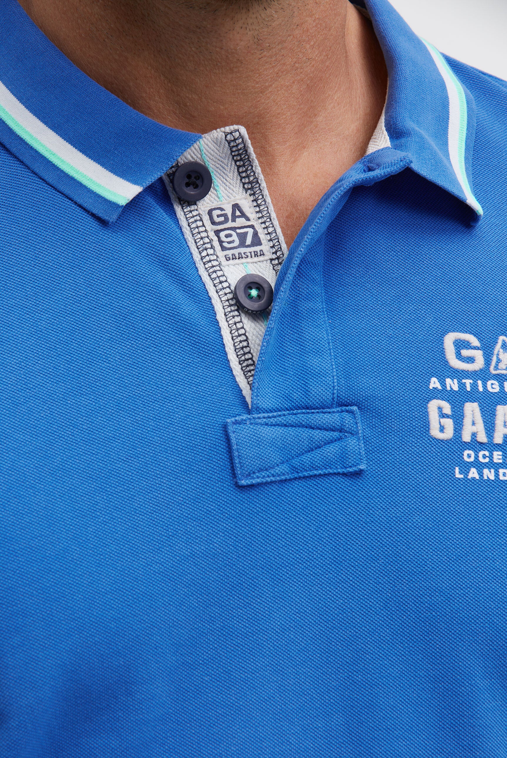 Poloshirt aus Pikee mit Back Artwork blue horizon - Image 6