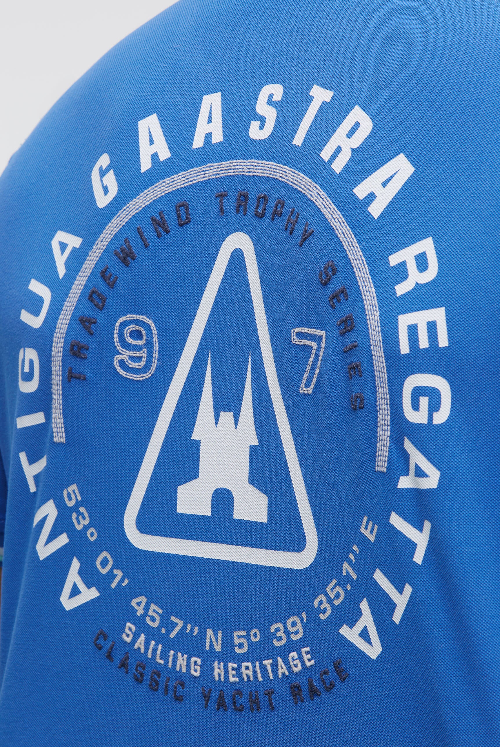 Poloshirt aus Pikee mit Back Artwork blue horizon - Image 8