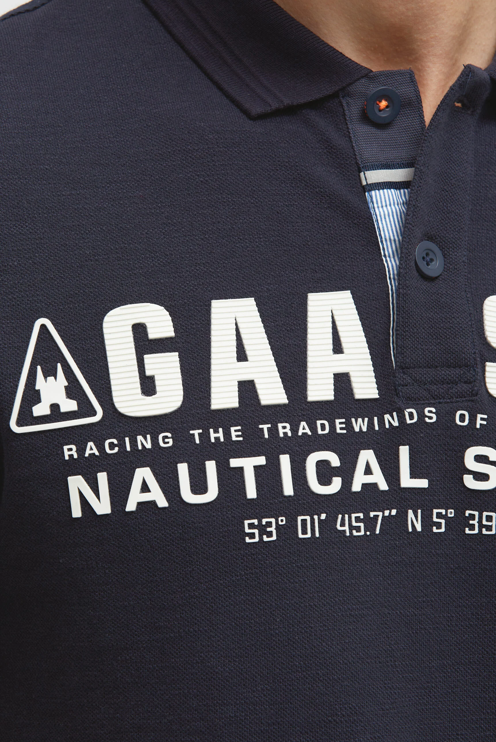 Poloshirt aus Pikee Slub mit Rubber Artwork blue navy - Image 6