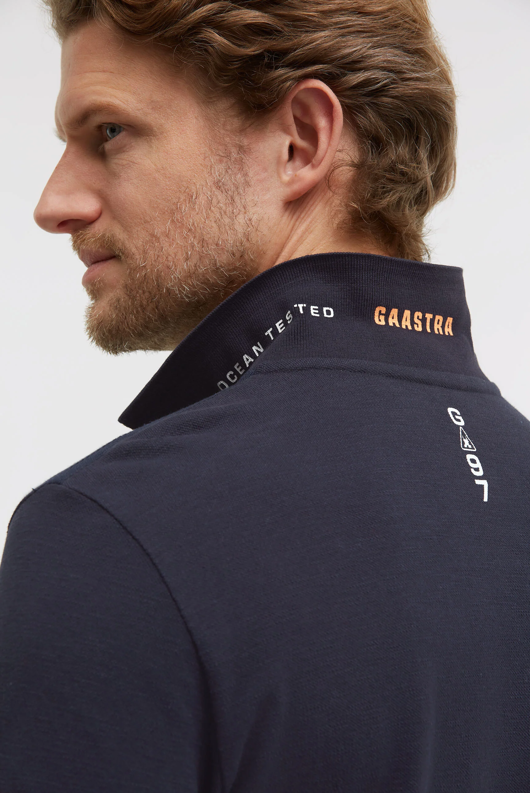 Poloshirt aus Pikee Slub mit Rubber Artwork blue navy - Image 8