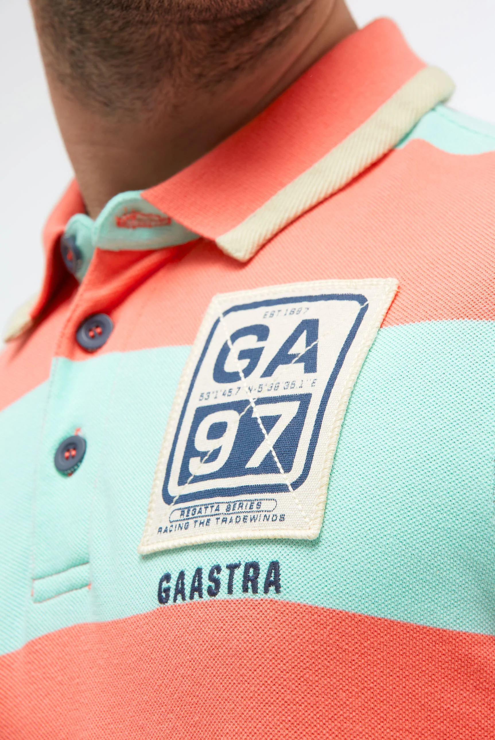 Poloshirt Kurzarm mit Blockstreifen und Patches coral bay - Image 6