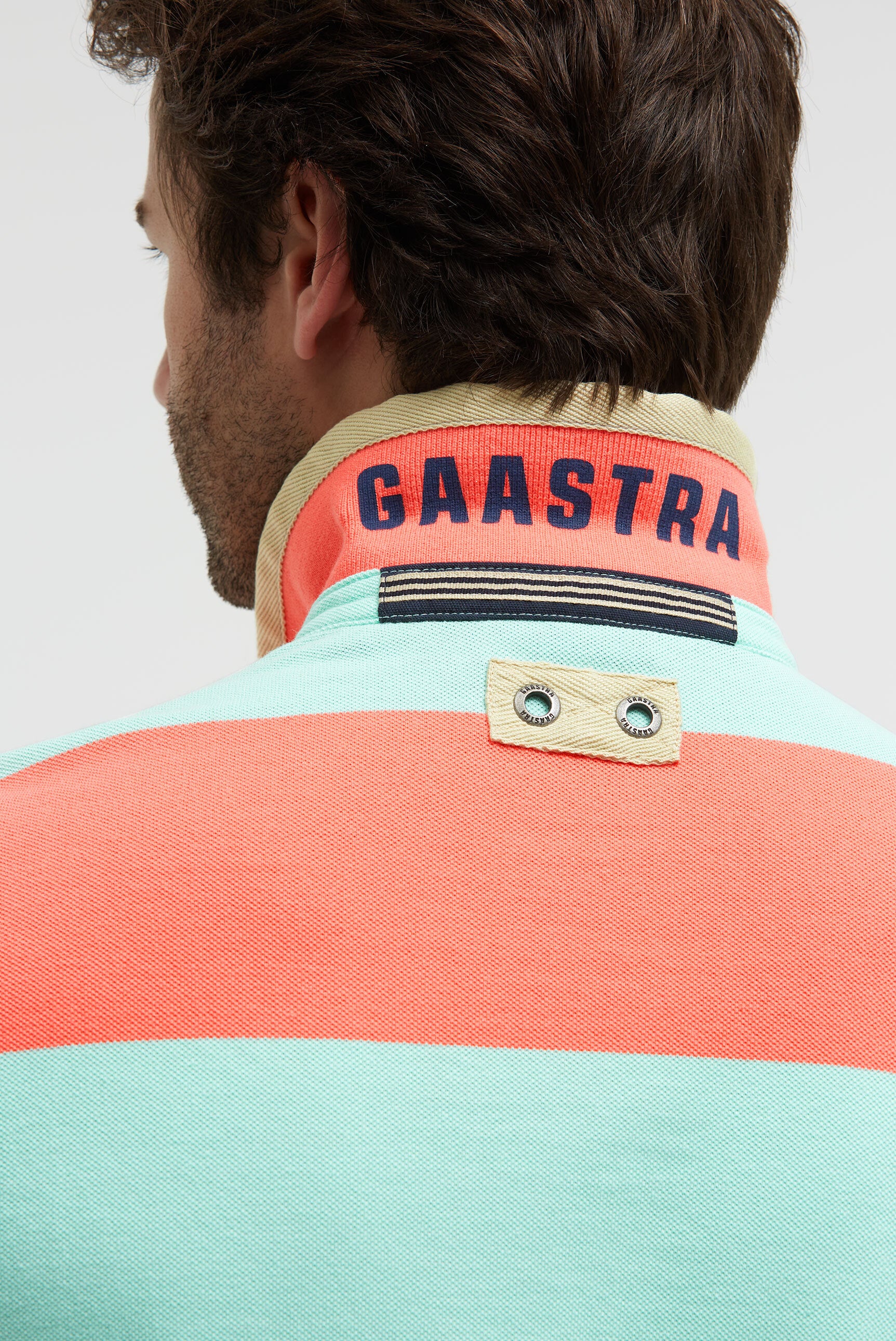 Poloshirt Kurzarm mit Blockstreifen und Patches coral bay - Image 8