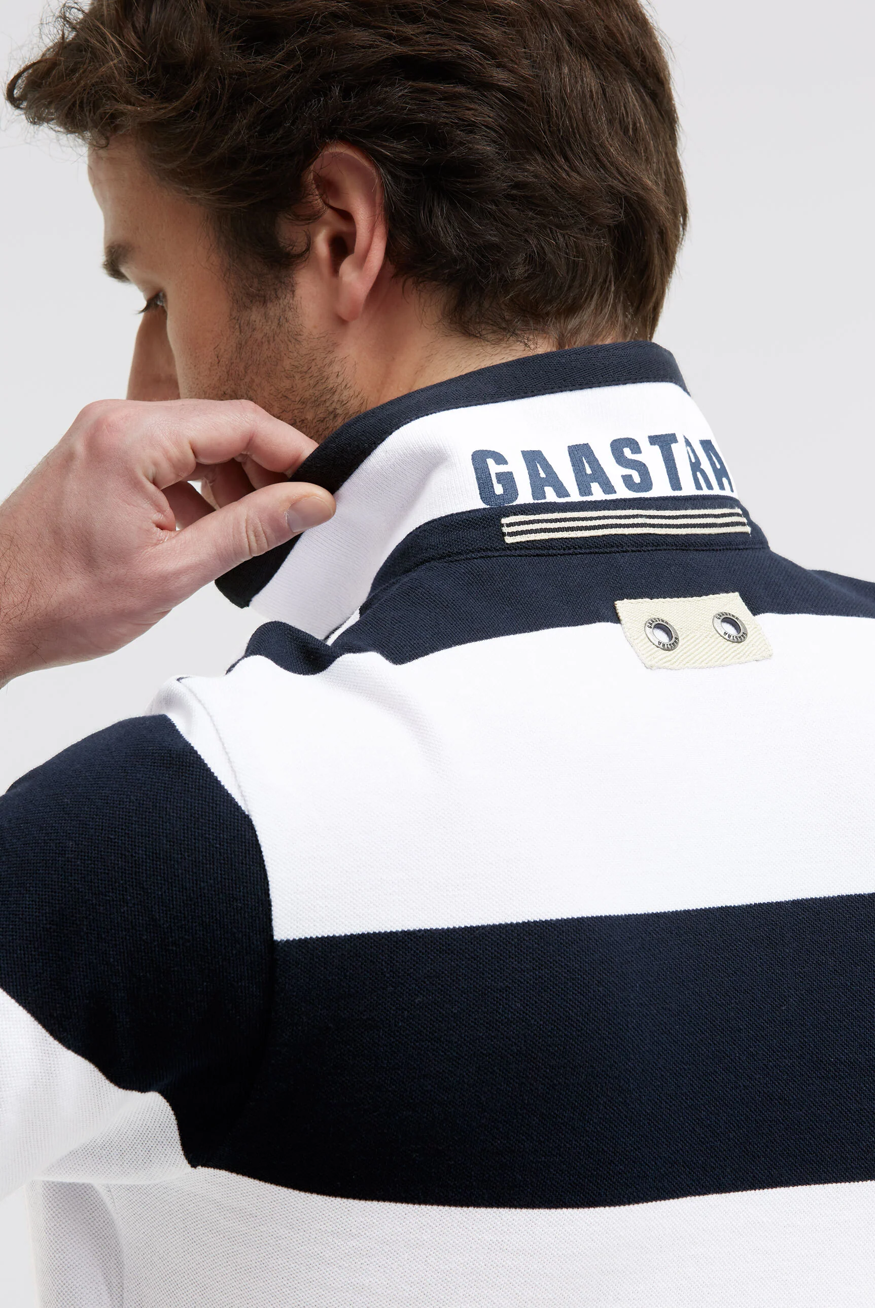 Poloshirt Kurzarm mit Blockstreifen und Patches opticwhite - Image 8
