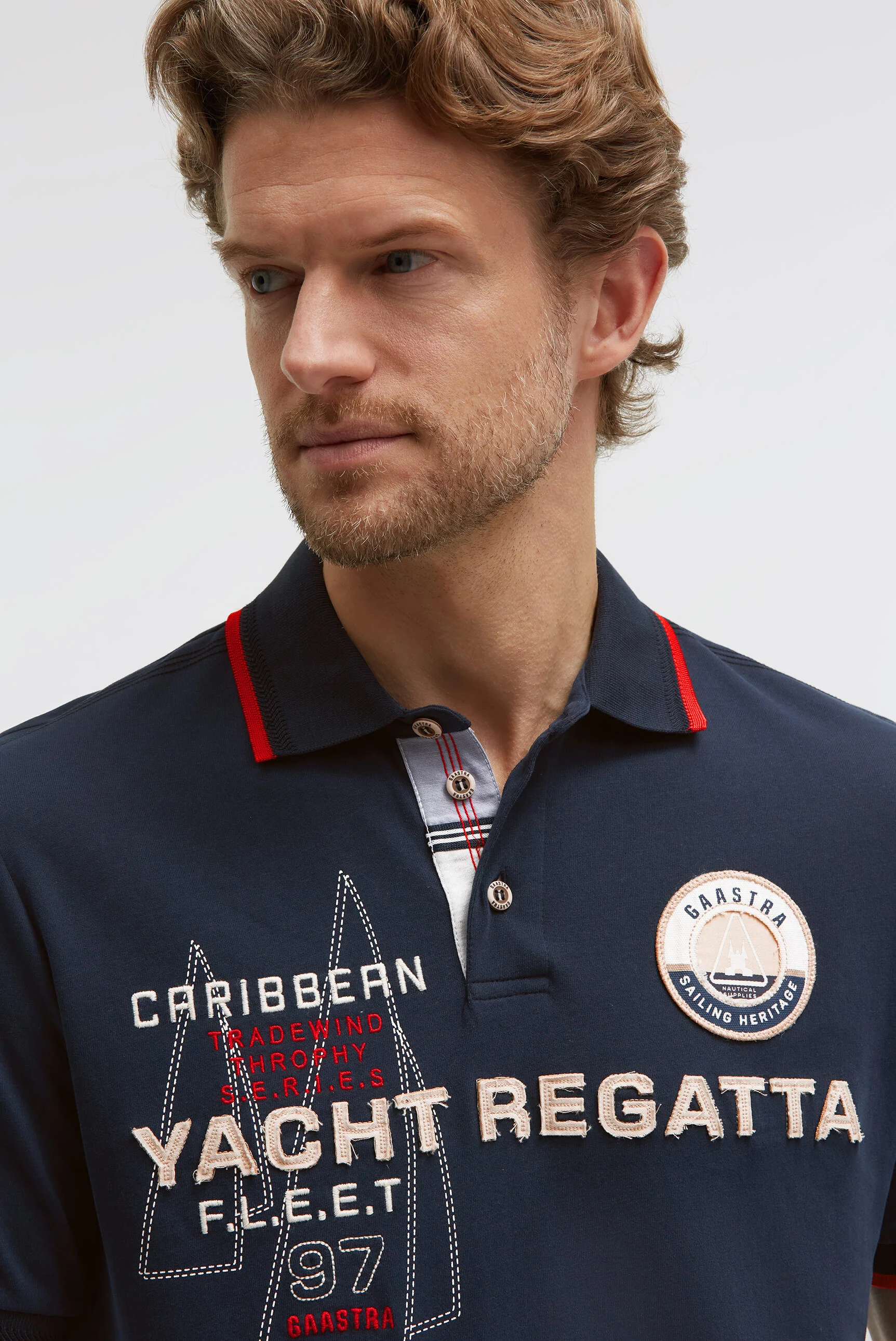 Poloshirt Kurzarm mit Canvas-Applikationen blue navy - Image 4