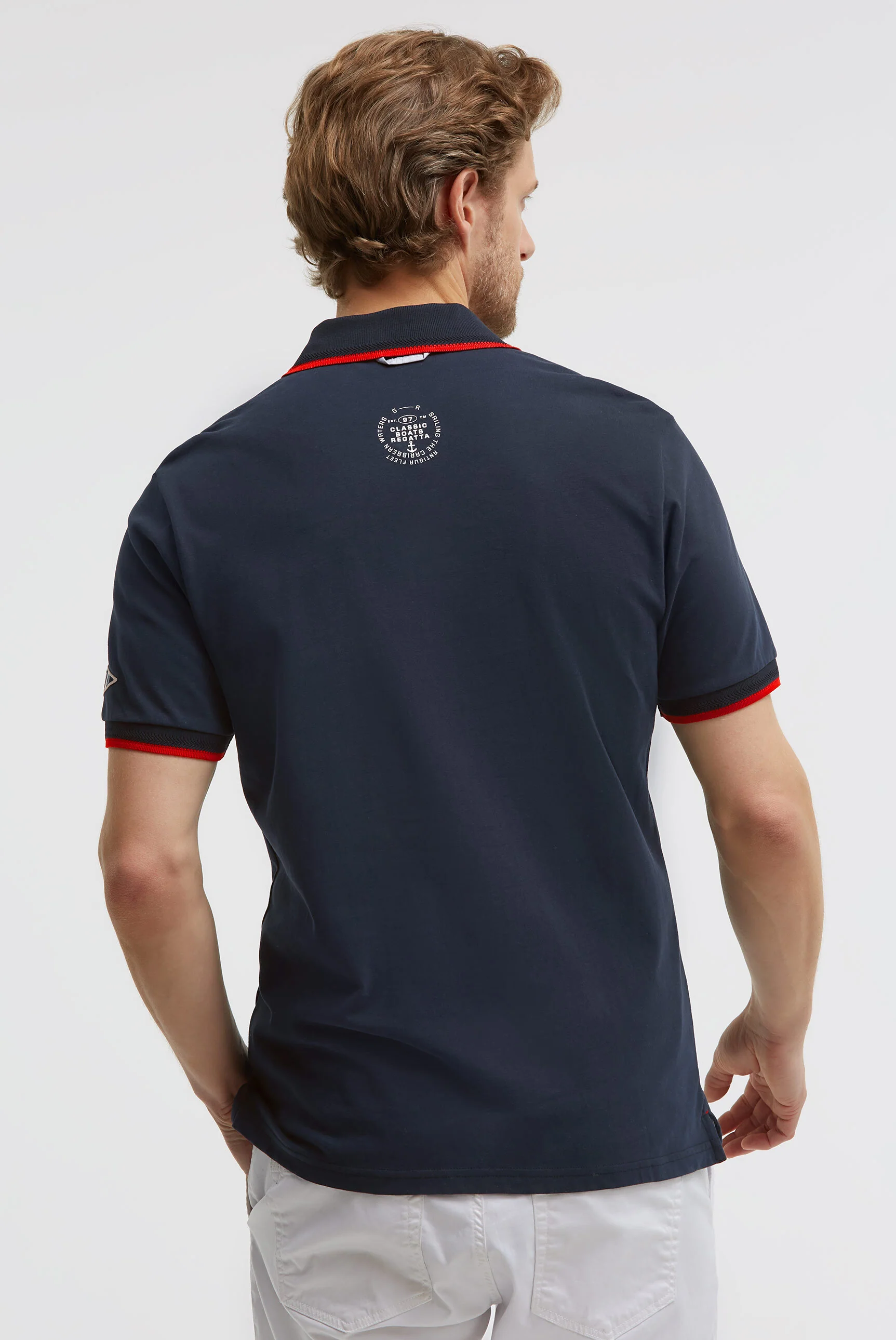 Poloshirt Kurzarm mit Canvas-Applikationen blue navy - Image 5