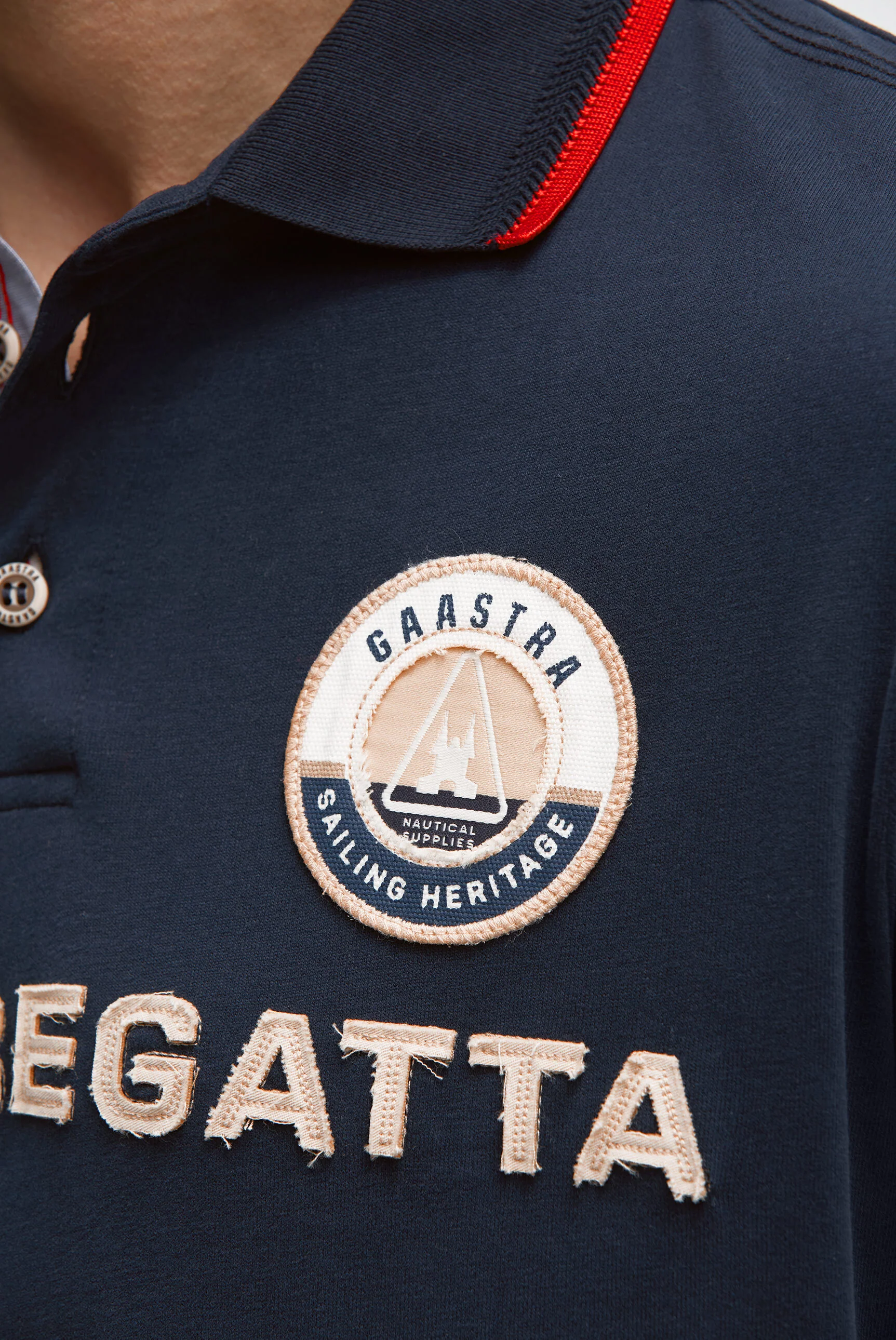 Poloshirt Kurzarm mit Canvas-Applikationen blue navy - Image 6