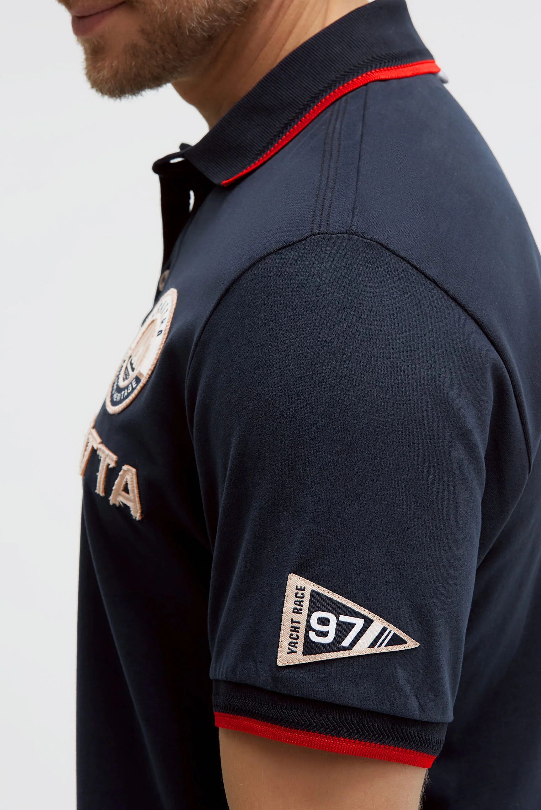 Poloshirt Kurzarm mit Canvas-Applikationen blue navy - Image 7