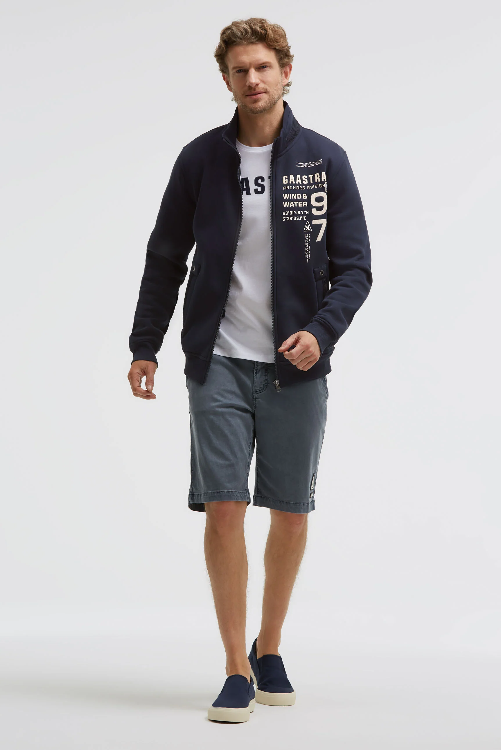 Sweatjacke mit Artworks und tonigen Tapes blue navy - Image 4