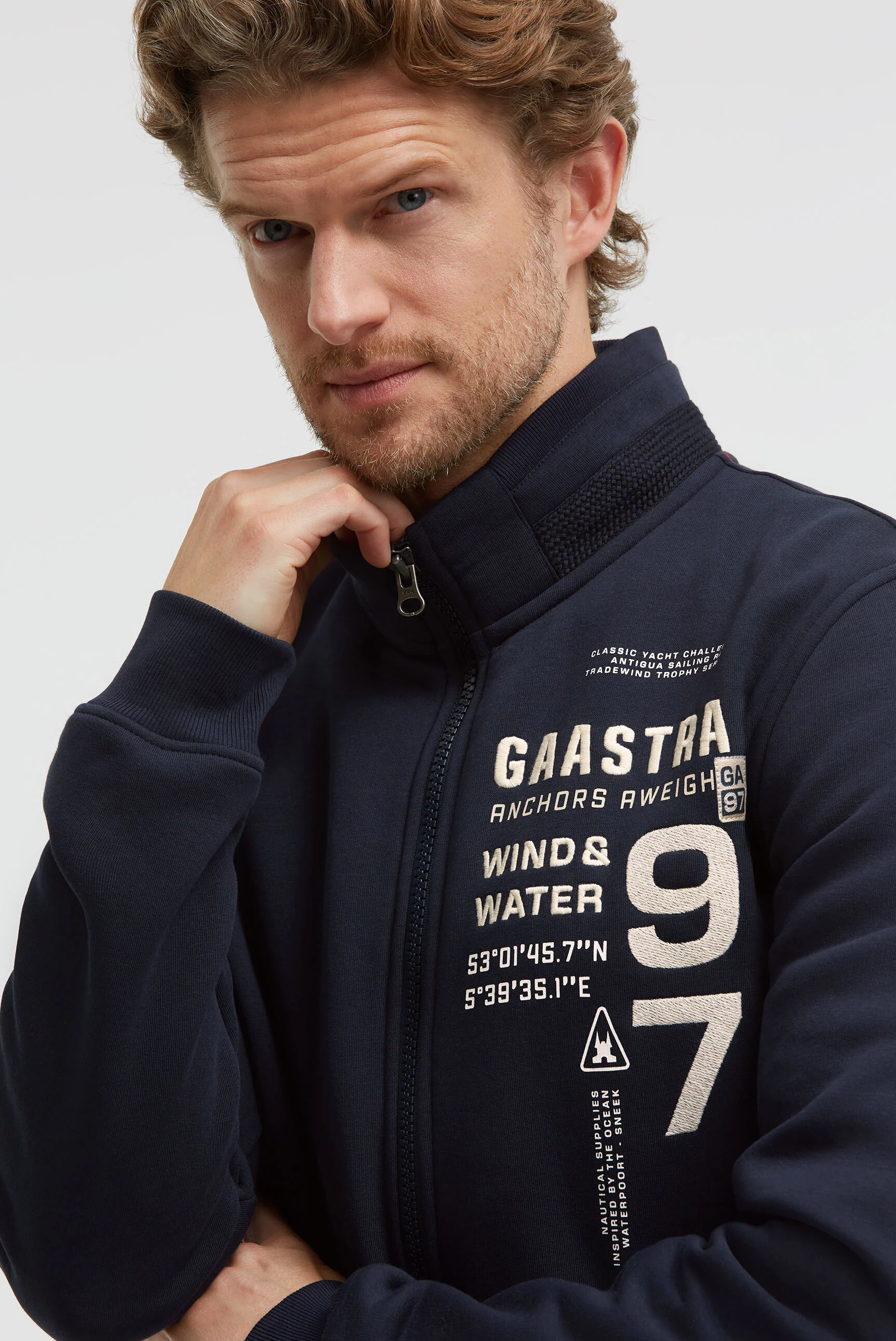 Sweatjacke mit Artworks und tonigen Tapes blue navy - Image 5