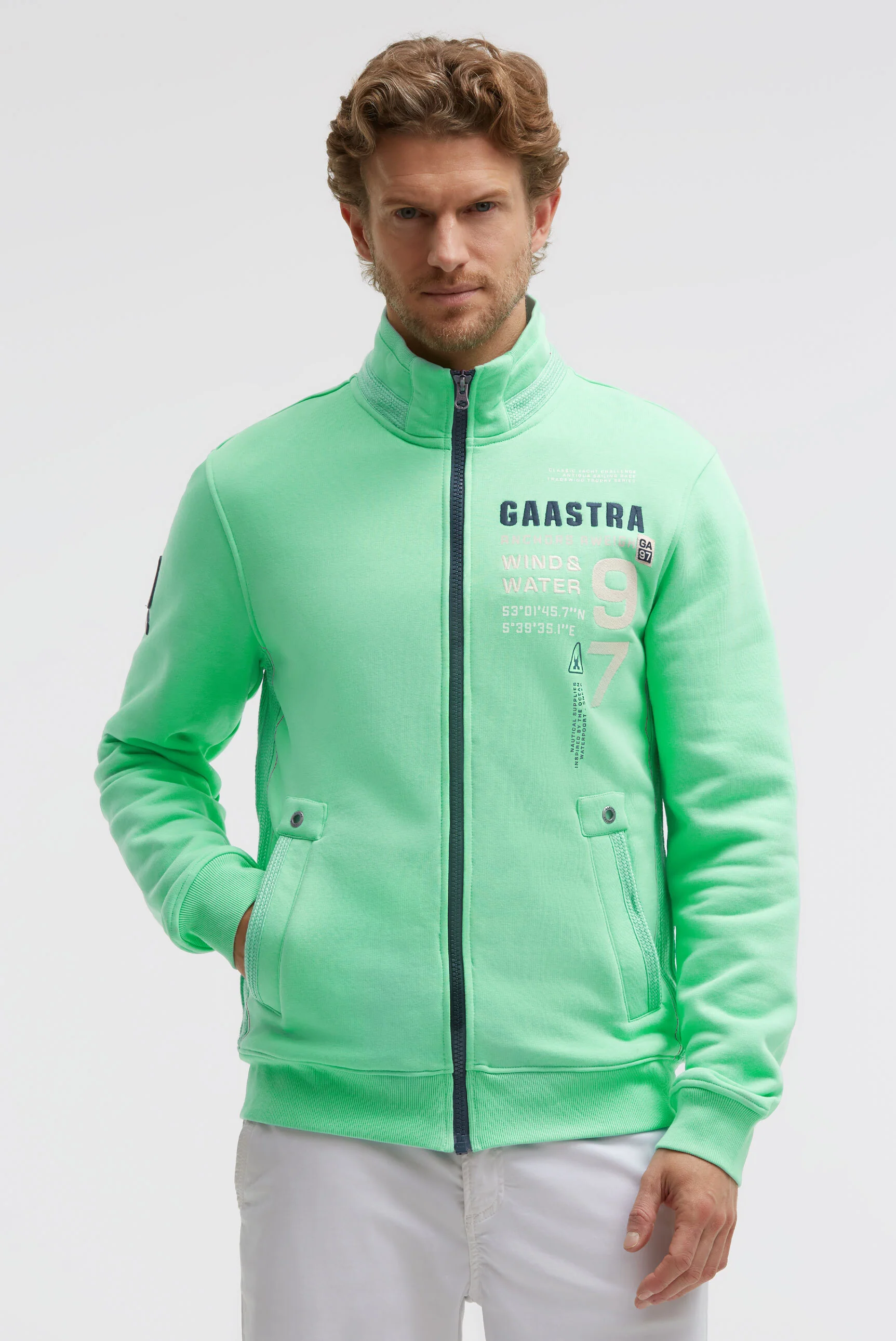 Sweatjacke mit Artworks und tonigen Tapes reef green - Image 3