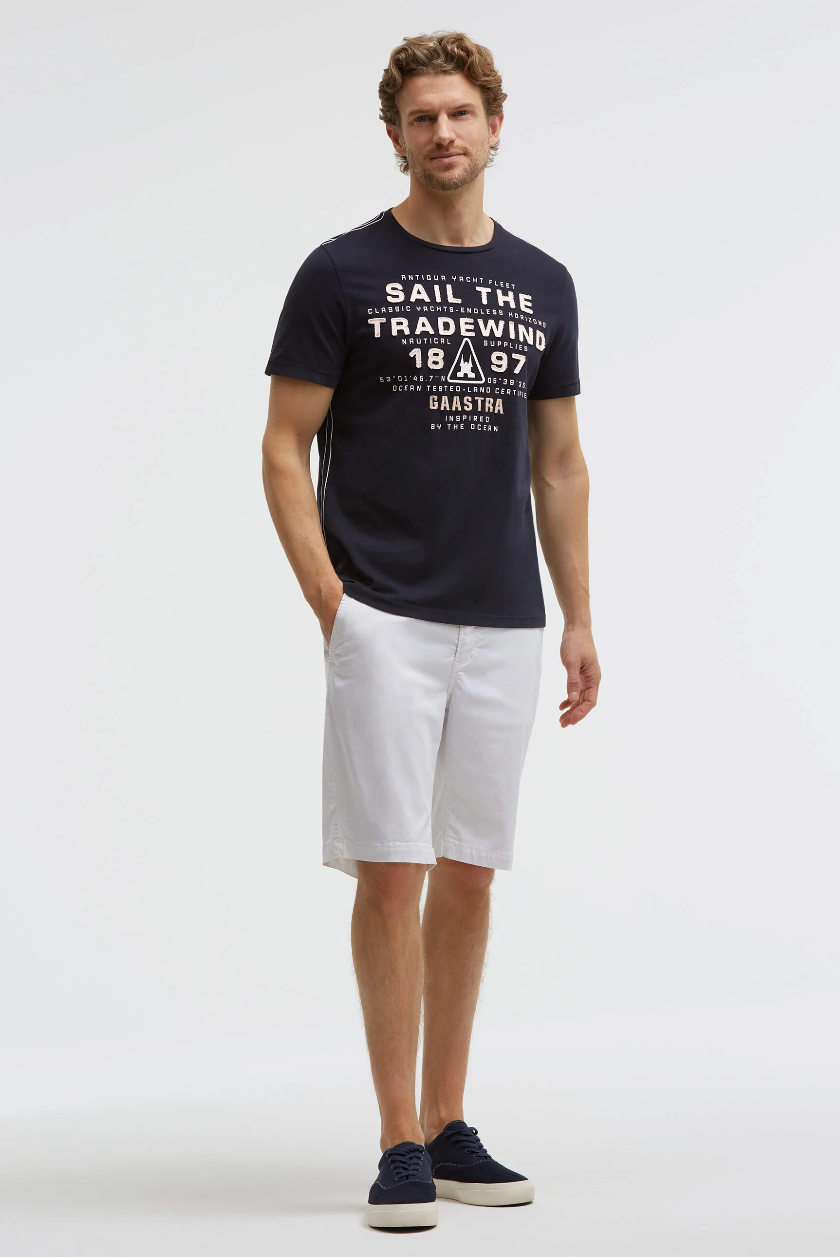 T-Shirt Rundhals mit Canvas-Applikationen blue navy - Image 3