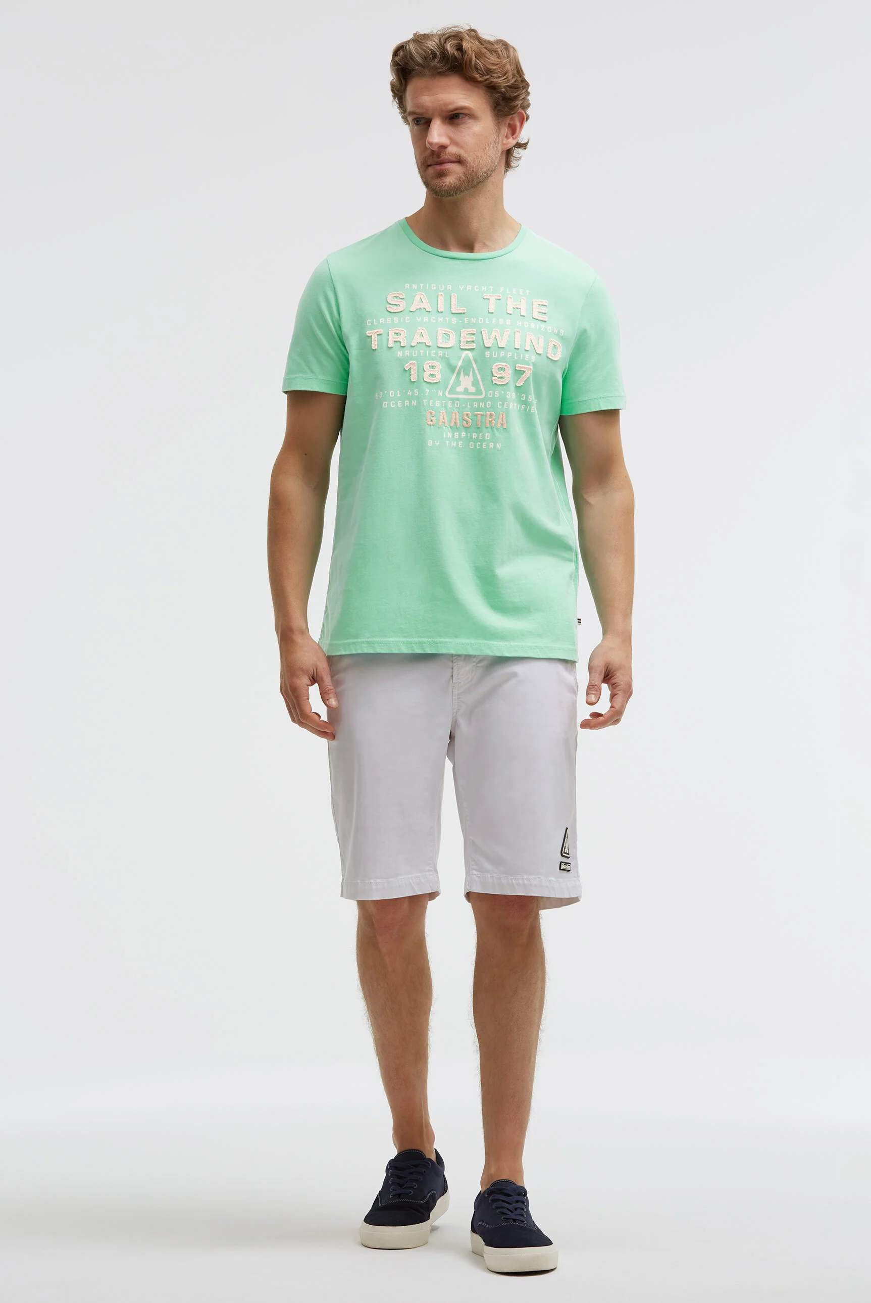 T-Shirt Rundhals mit Canvas-Applikationen reef green - Image 3
