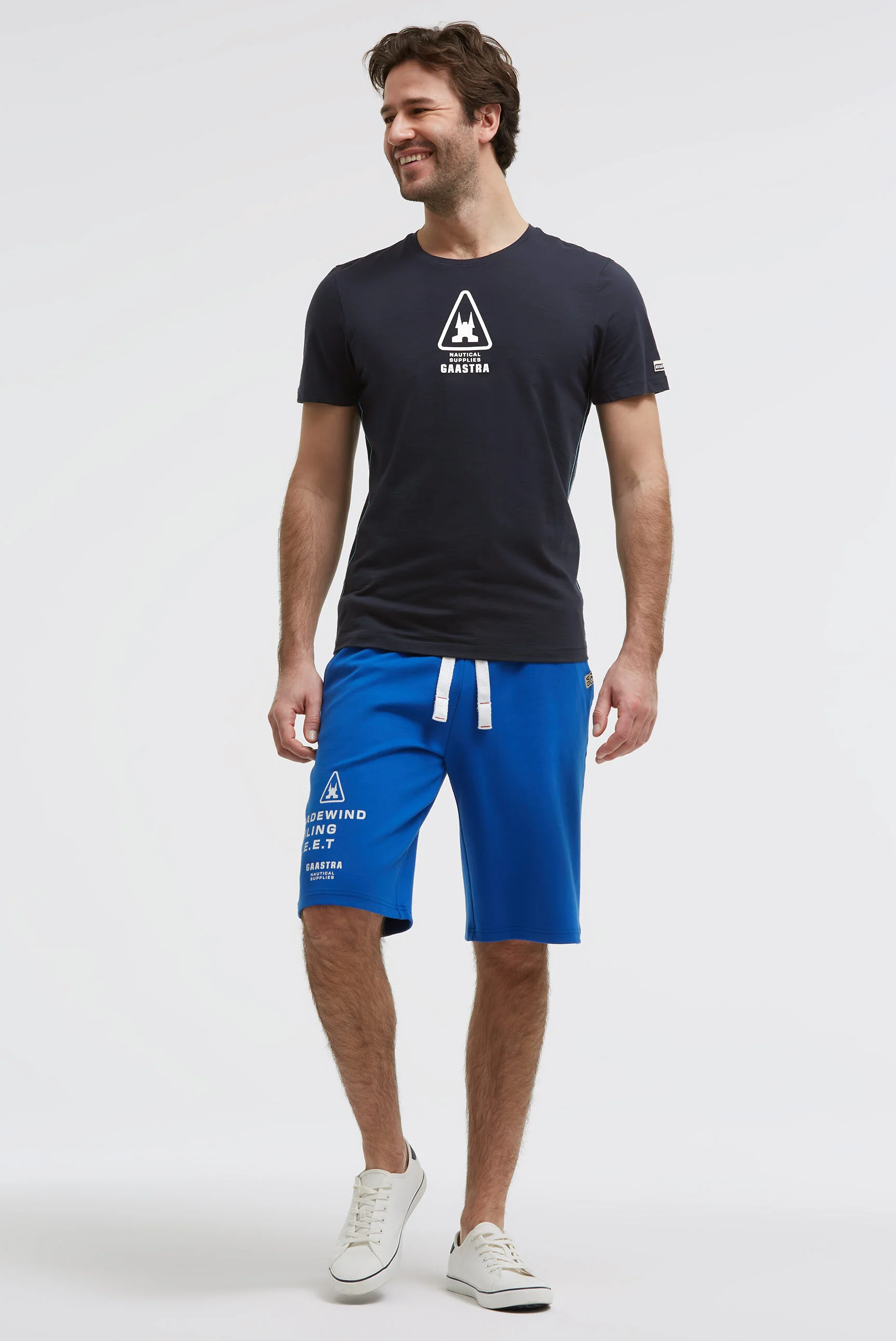T-Shirt Rundhals mit Rubber Back Print blue navy - Image 3