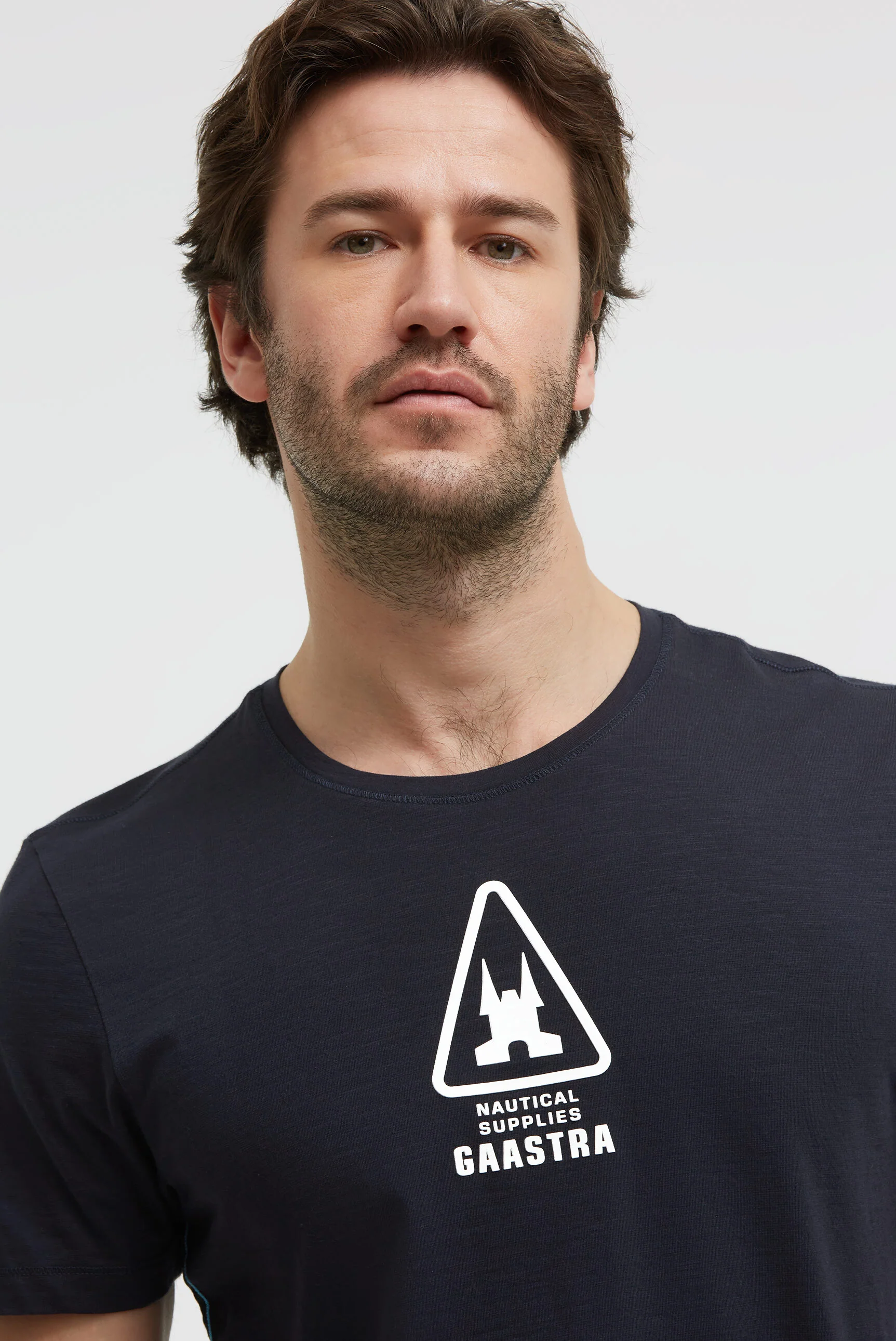 T-Shirt Rundhals mit Rubber Back Print blue navy - Image 4