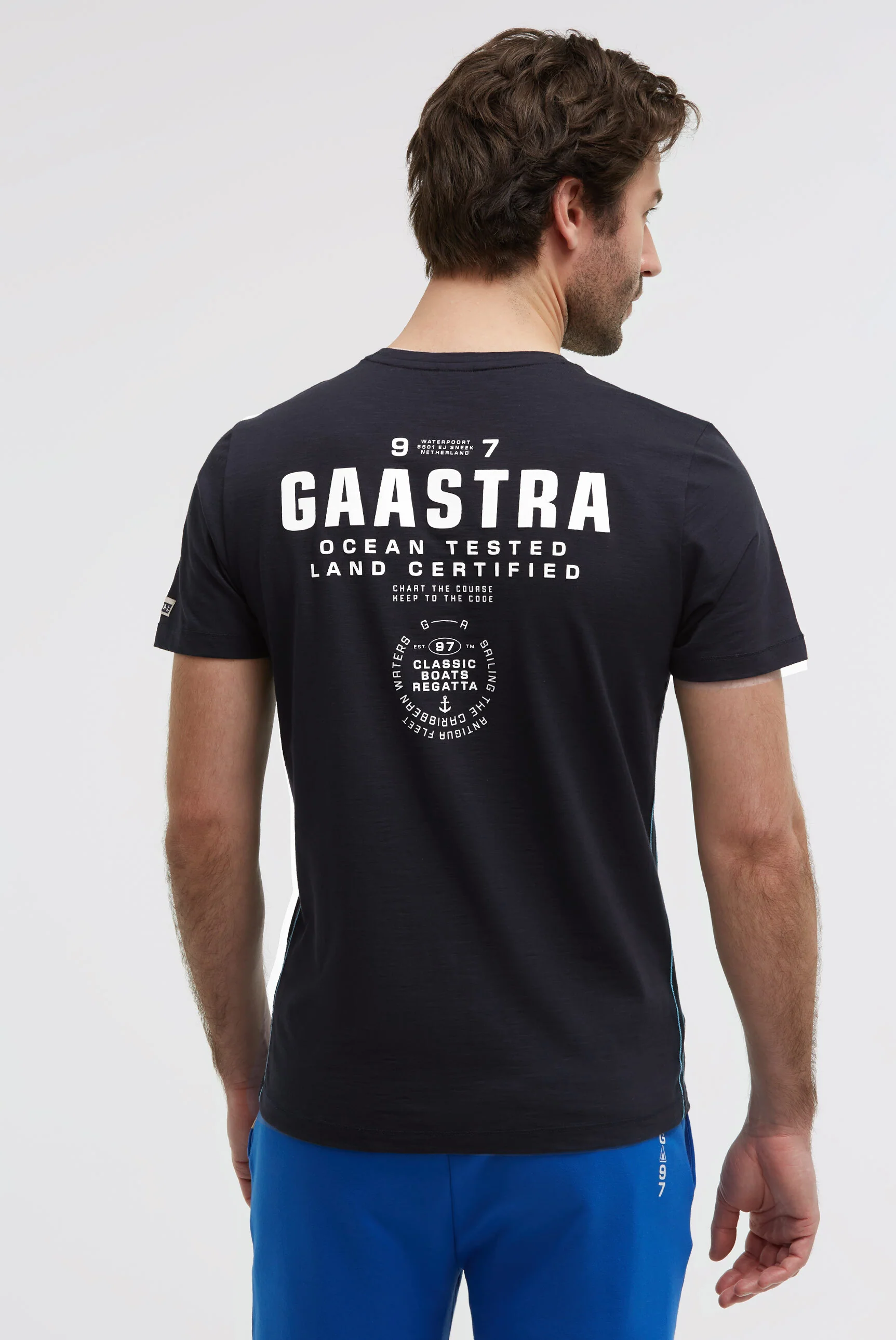 T-Shirt Rundhals mit Rubber Back Print blue navy - Image 5