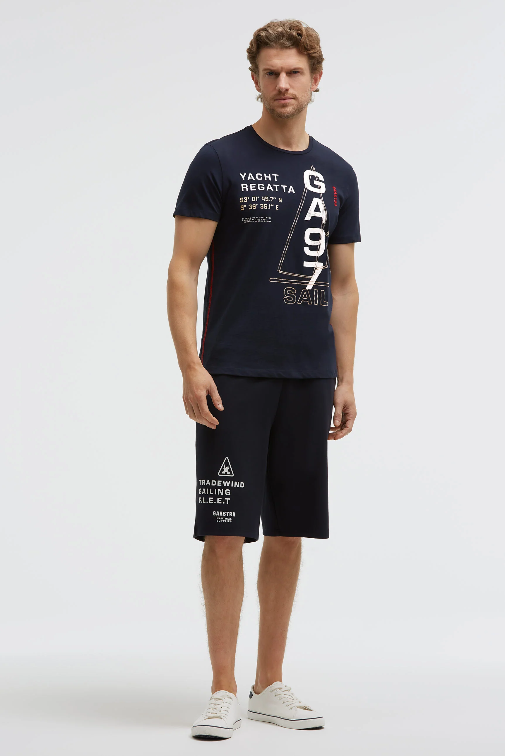 T-Shirt Rundhals mit Sail Design blue navy - Image 3