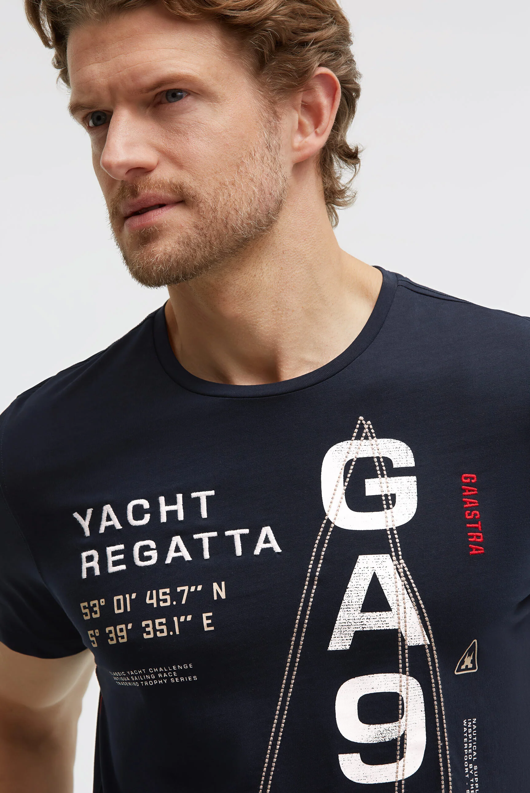 T-Shirt Rundhals mit Sail Design blue navy - Image 4