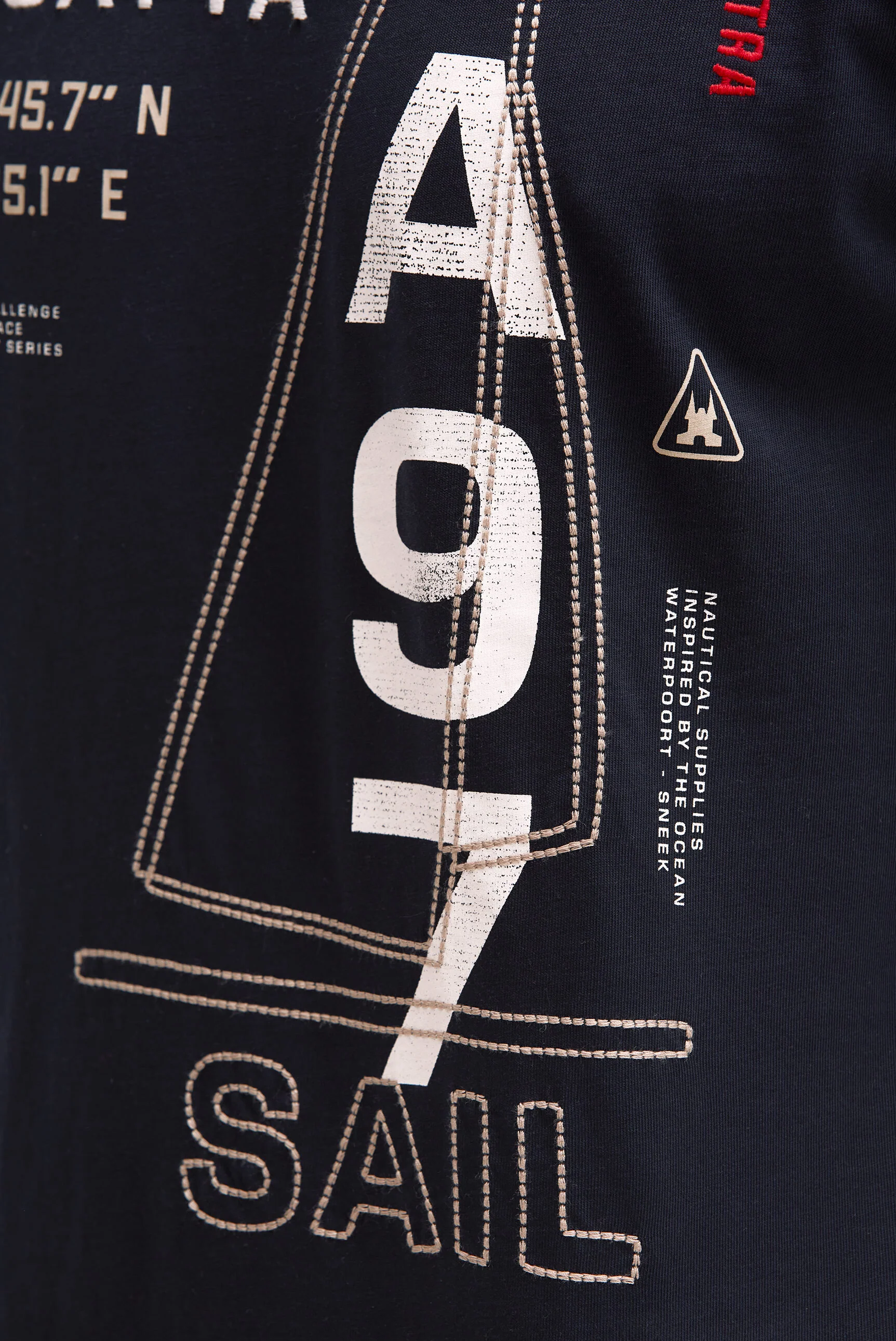 T-Shirt Rundhals mit Sail Design blue navy - Image 6