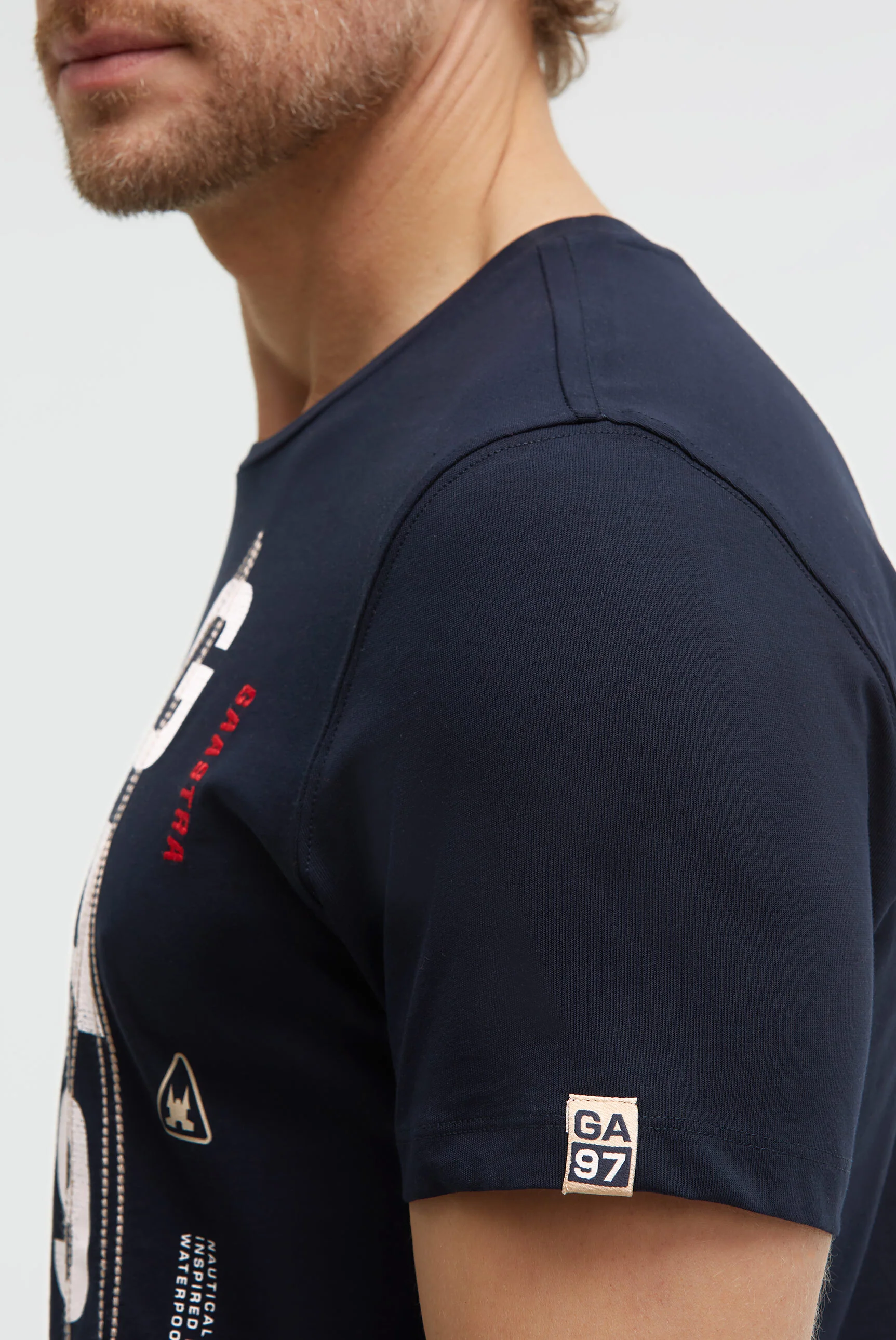 T-Shirt Rundhals mit Sail Design blue navy - Image 7