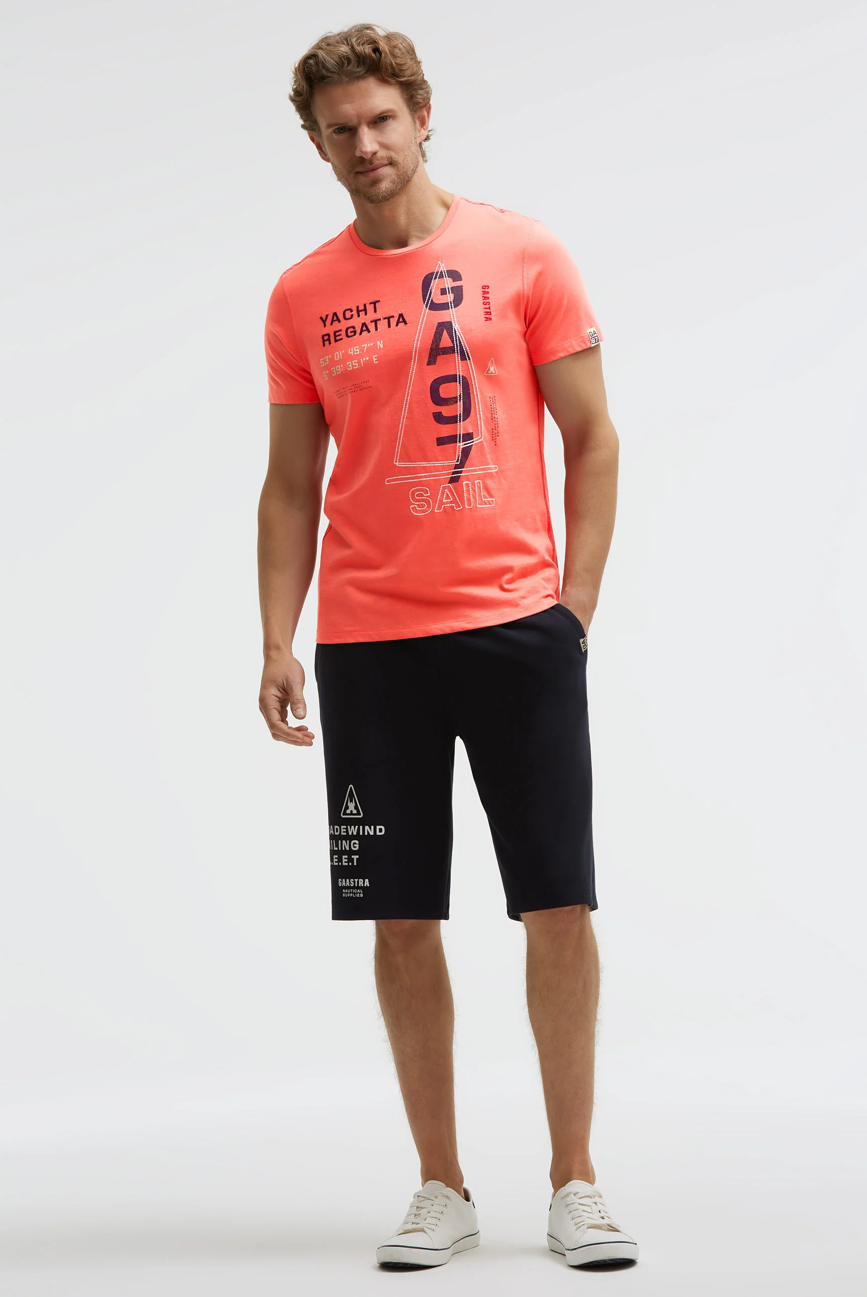 T-Shirt Rundhals mit Sail Design coral bay - Image 3