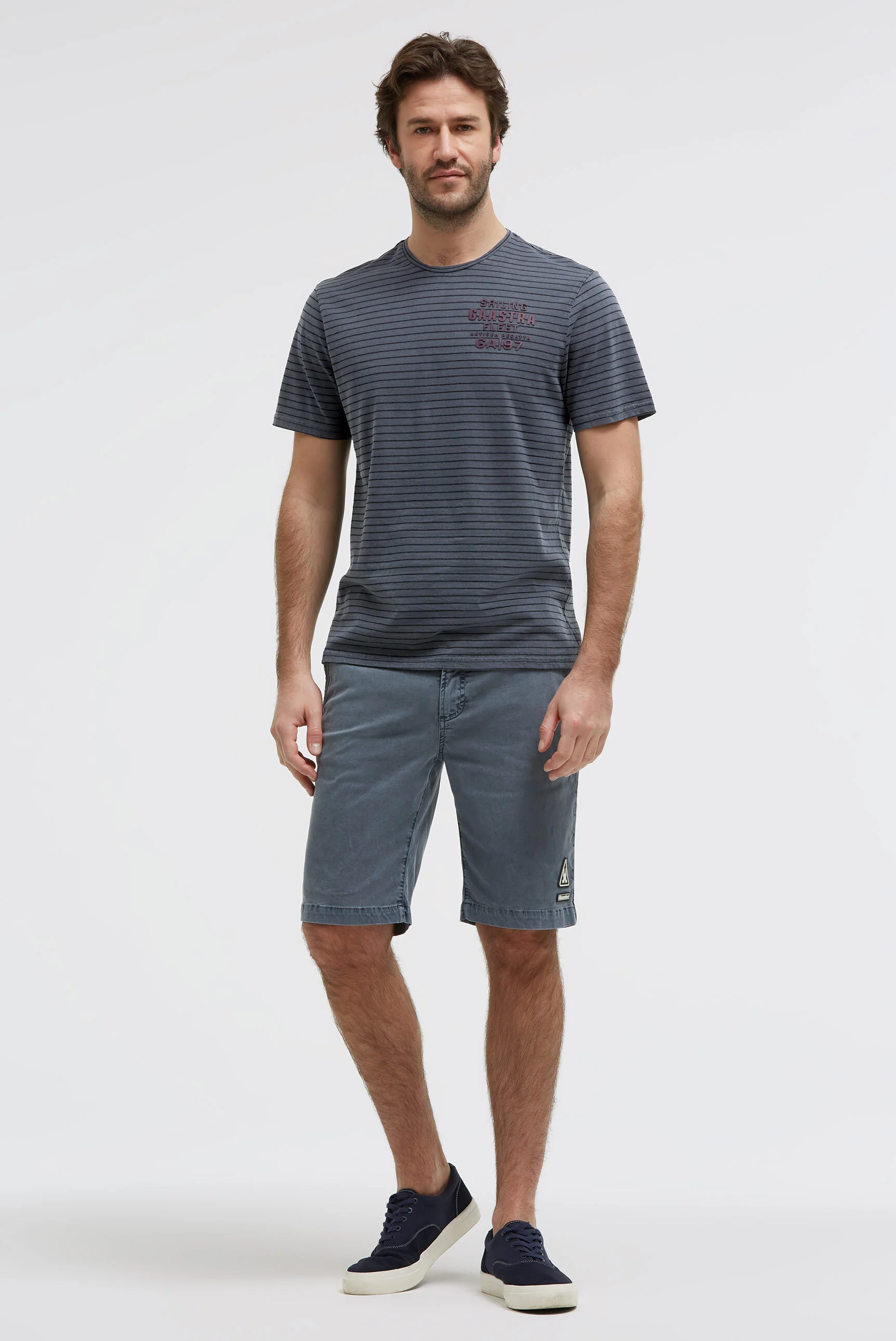 T-Shirt Rundhals Streifen mit Rubber Artwork blue navy - Image 3