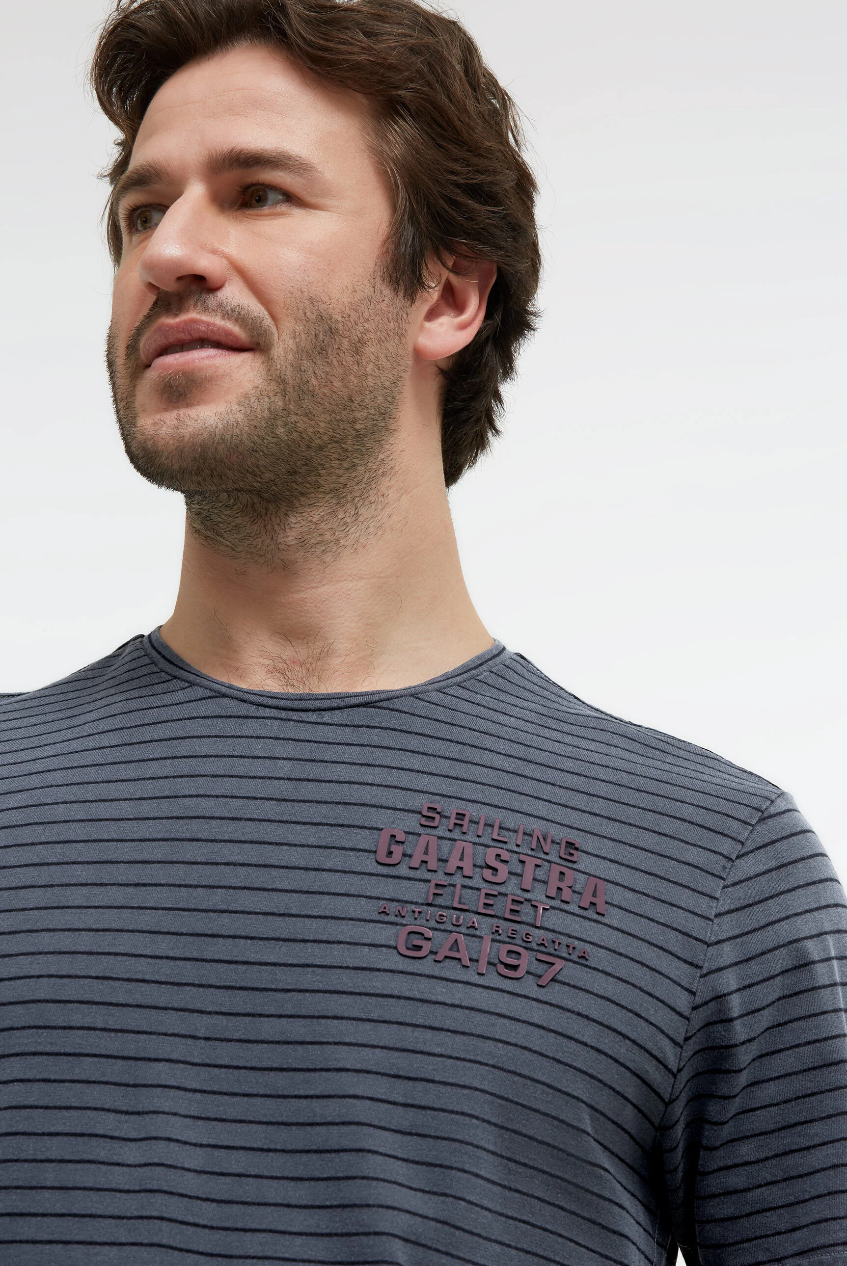 T-Shirt Rundhals Streifen mit Rubber Artwork blue navy - Image 4