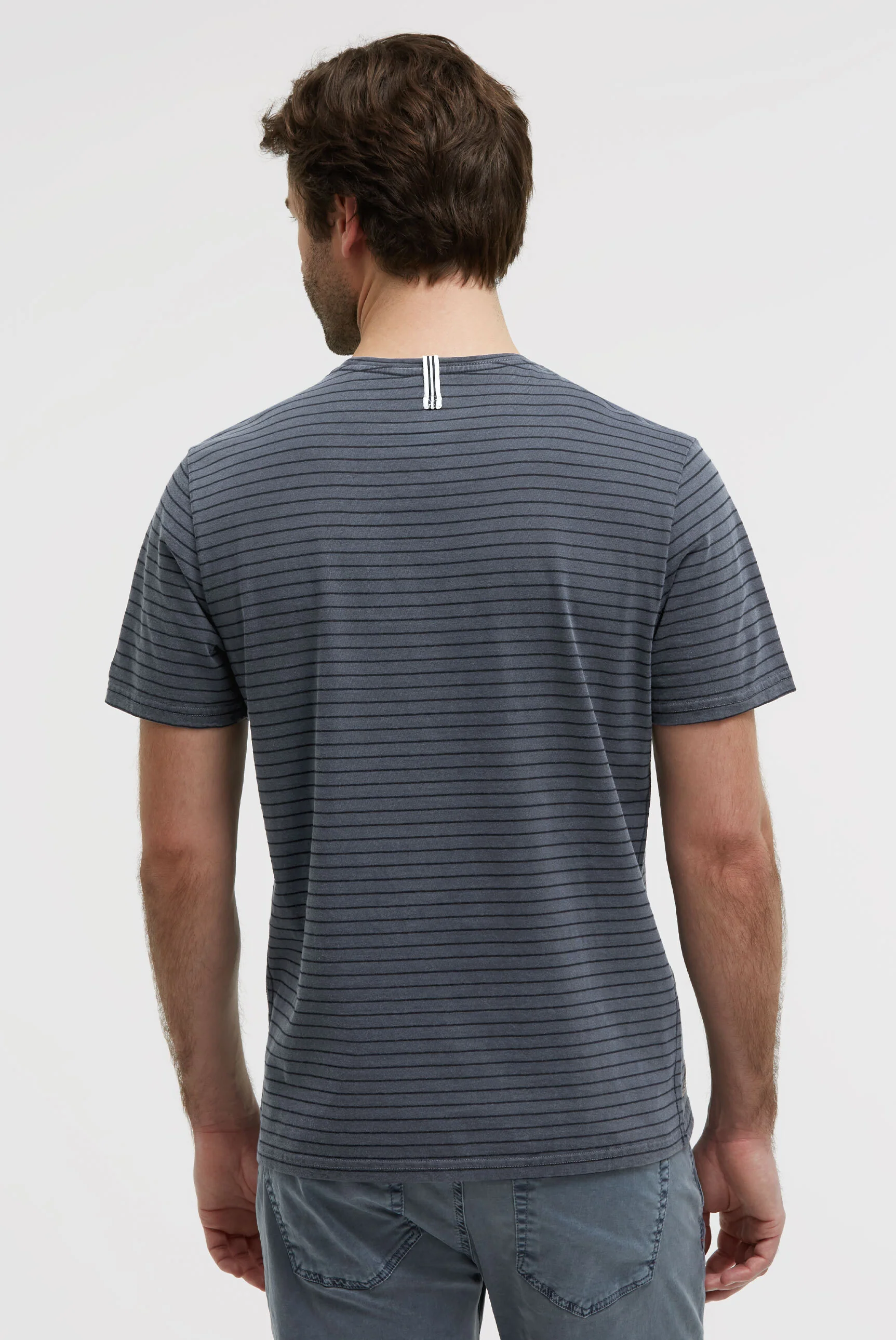 T-Shirt Rundhals Streifen mit Rubber Artwork blue navy - Image 5